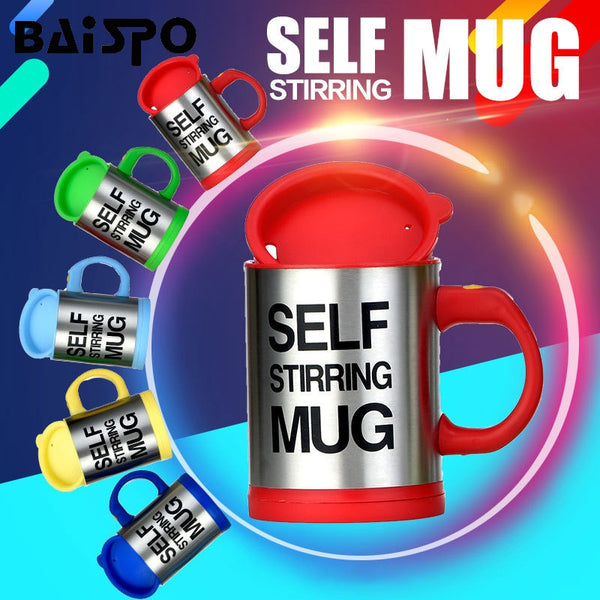 BAISPO 400Ml Mug Automatic Electric Lazy Self Stirring Mug Automatic Coffee Milk Mixing  Mug Tea  Smart Stainless Steel Mix cup